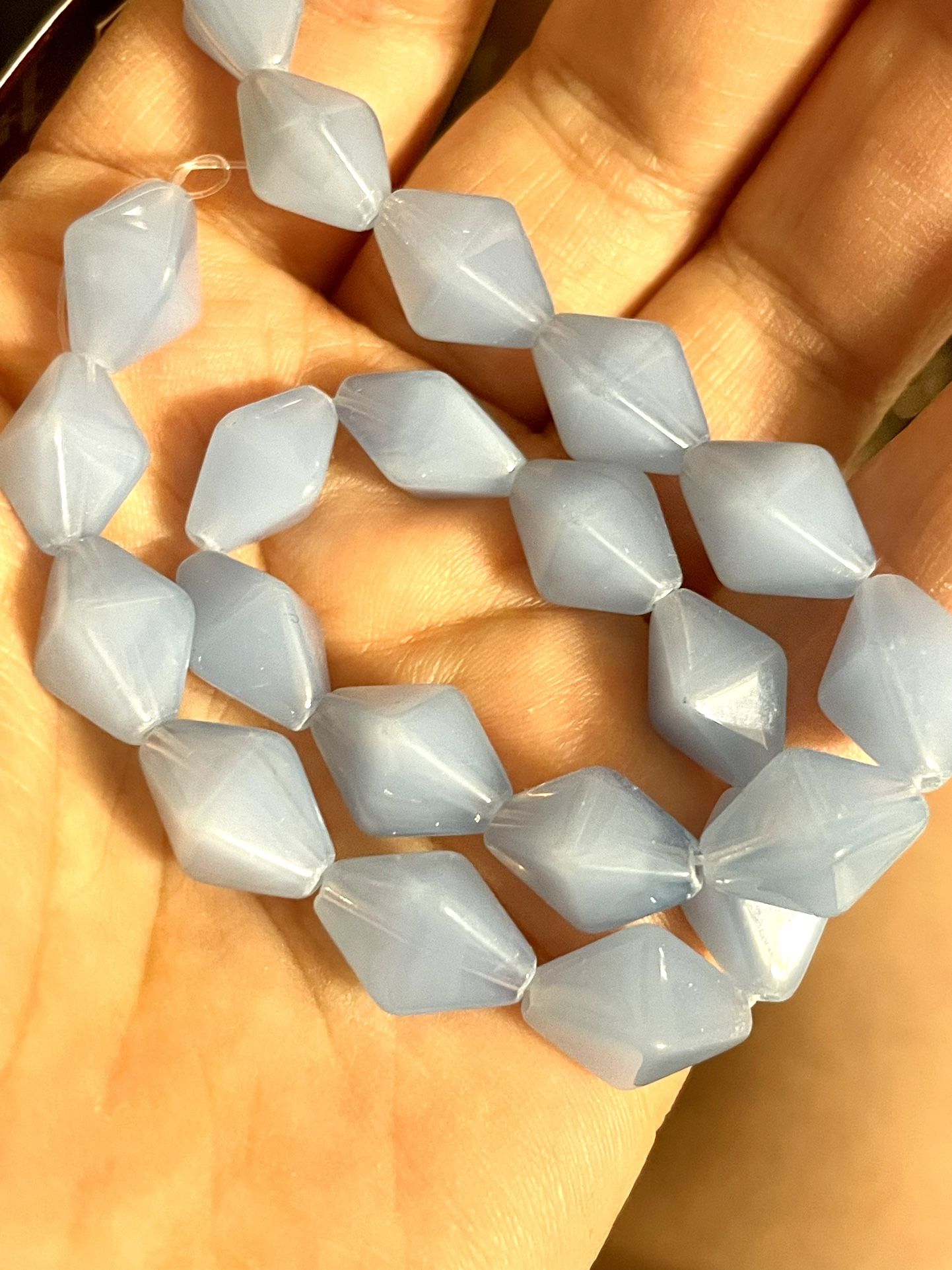 New 14mm Bicone Blue Glass Beads