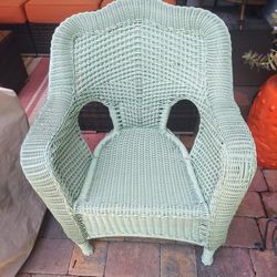 Resin Wicker Mint Green Chair 