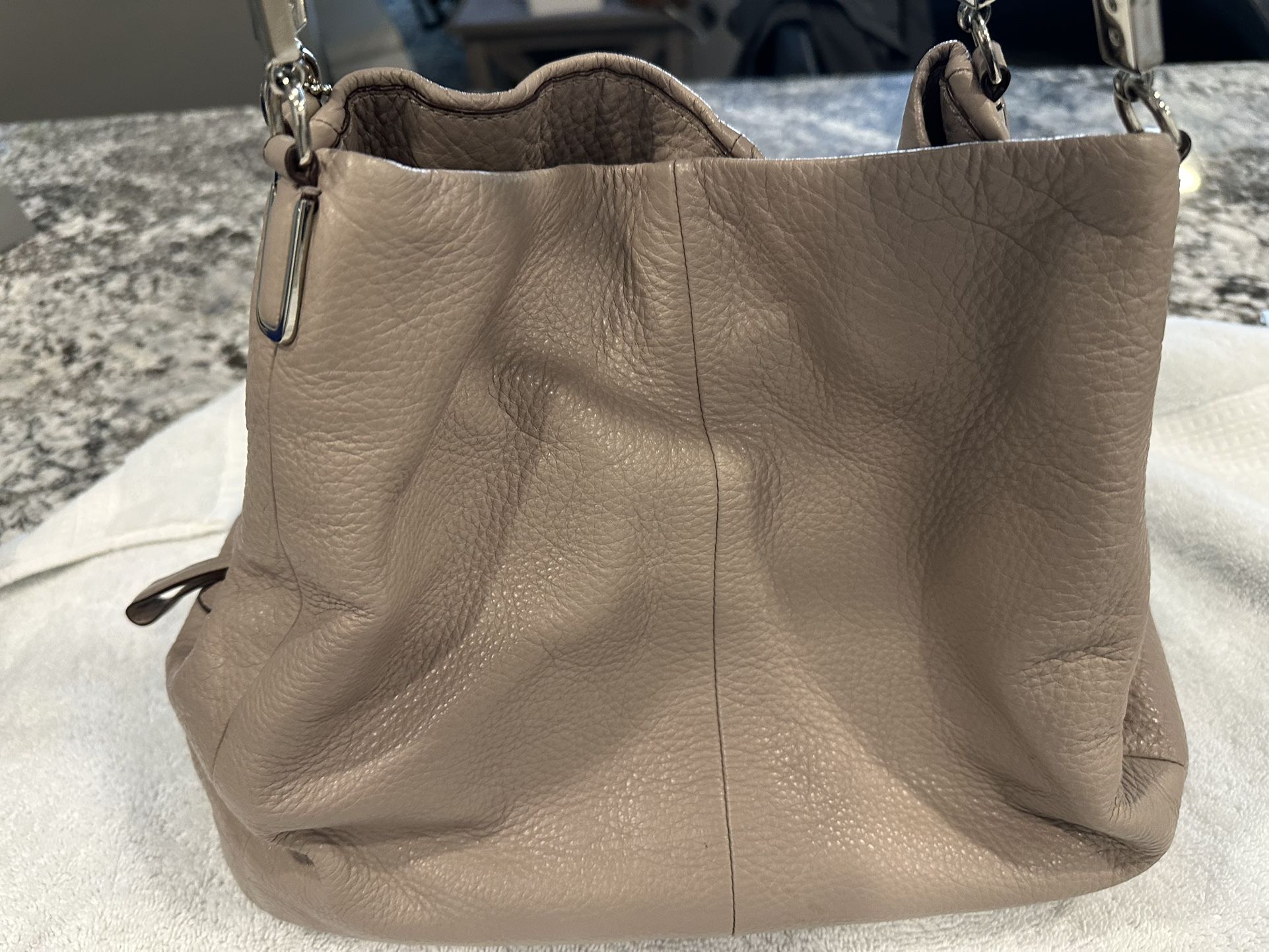 Coach Taupe Pebbled Hobo Shoulder Bag