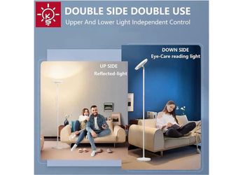Keepsmile Double Side Lighting White Floor Lamp with Remote Smart App 36W | 2600LM Bright Tall Standing RGB Led Floo