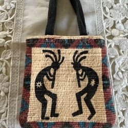 Kokopelli Small Tote Bag Pouch 5” X5” 