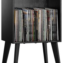 Record player stand with vinyl record storage
