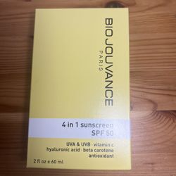 BIO JOUVANCE PARIS - 4 In 1 Sunscreen SPF 50 2oz / 60ml - Daily Sensitive Skin Face Moisturizer | Mineral Sun Screen Protector | Reef Safe |