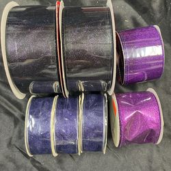 Purple Wired Floral Ribbon 