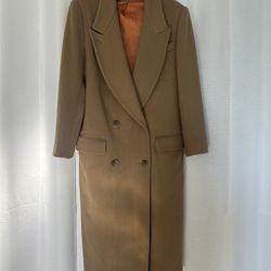 Jones New York Womens Vintage Beige Pure Wool Long Coat Winter Coat Size L