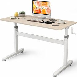 Computer Desk 55 x 24 Inches Sit or Stand Desk Frame & Top on Wheels - Adjustable Height