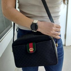 Authentic Vintage Gucci GG Monogram Micro Guccissima Sherry Web Ophidia Clutch Shoulder Bag