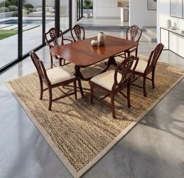Vintage Mahogany Dining Table & 6 Chairs – Duncan Phyfe Style