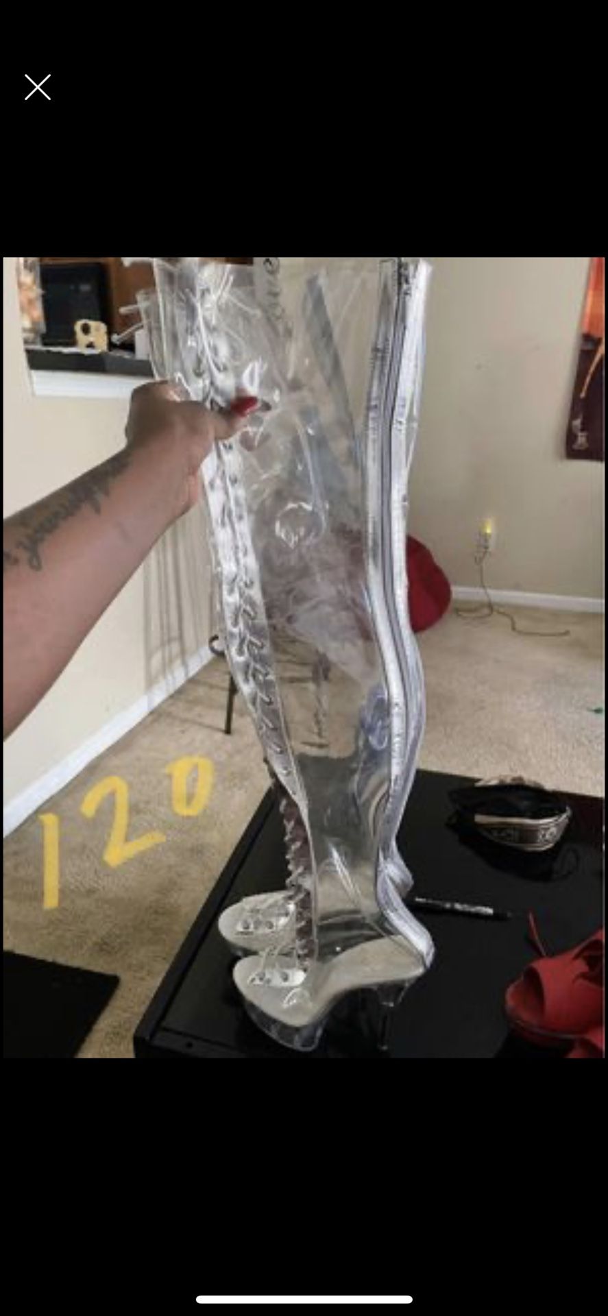 Size 8 Clear Stripper shoes