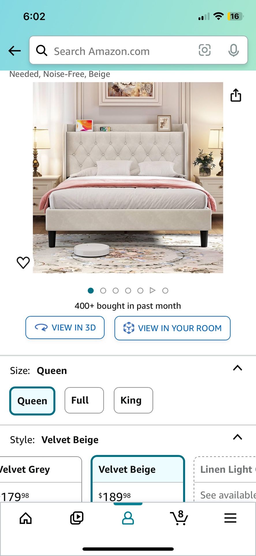 Beige Queen Bed Frame 