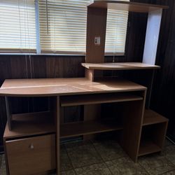 Free Study Office Desk With Computer Monitor Stand