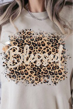 Blessed Leopard Print Graphic T-Shirt or  Sweatshirt
