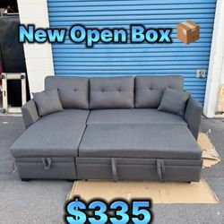 Pull Out Sofa Bed Couch 🛋️ New Open Box 📦 Dark Gray Color Reversible L✅ Storage Underneath ✅ Pull Out Bed ✅ 