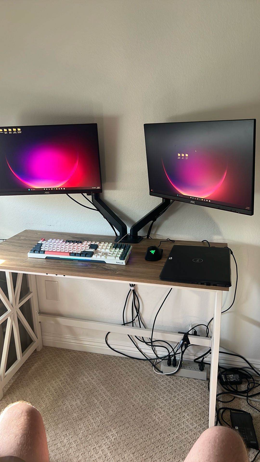 Full Desk Setup With AOC Monitors
