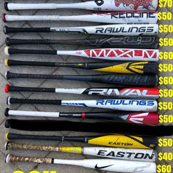Baseball Bats Sz 32” BBCOR Certified . Prices are labeled in the picture . Have More Baseball And Softball Equipment Available