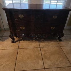 Antique Wooden Buffet With 2 Huge Drawers 