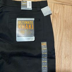 New Men’s Cherokee Flat Front Black Ultimate Khaki Pant 38 x 34 NEW WITH TAGS