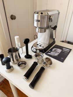 DeLonghi Dedica with extras & Baratza Coffee Grinder.
