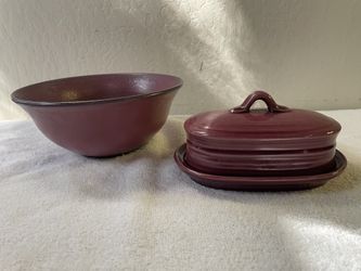 Rose Bowl And Butter Dish With Lid
