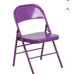 Flash Furniture HERCULES COLORBURST Series Impulsive Purple Triple Braced & Double Hinged Metal Folding Chair