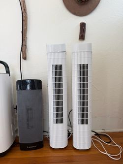 2 White Tower Fans – Slim Oscillating Fans