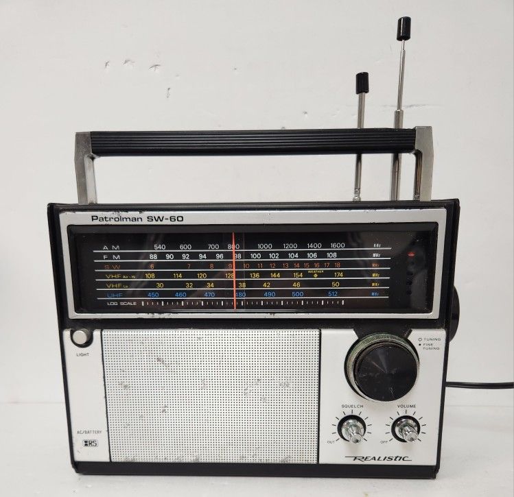Vintage Radio Shack Realistic Patrolman SW-60 6 Band AM FM SW VHF Radio Model 12-779