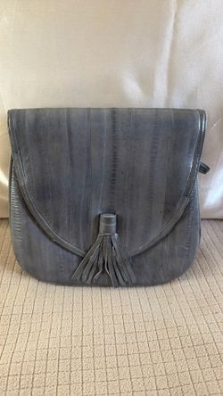 Vintage Gray Genuine Eel Skin Crossbody Bag