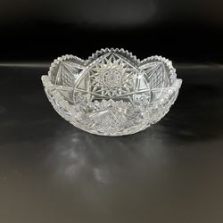 Lead Crystal Bowl Hand Cut Scalloped Saw Tooth Rim