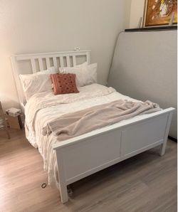 White IKEA Bed frame with Full Mattress