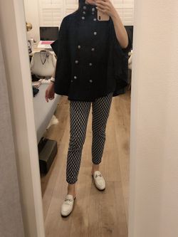 Batwing sleeved wool coat Navy