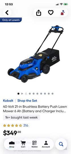 New Kobalt 40 v Lawnmower New 5ah Battery & Charger included. Has a bag catcher South Scottsdale