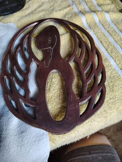 Copper plated cast iron crane/swan trivet