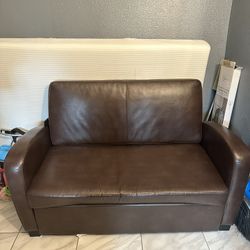 Pullout Sofa Bed (brown Faux Leather)