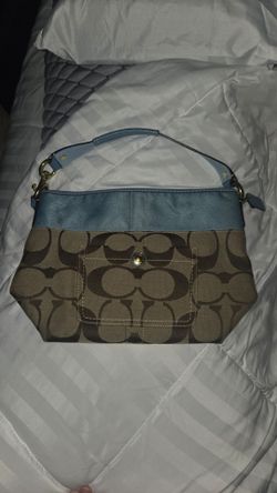 New Coach Signature Authentic Vintage B4 Khaki/Blue Handbag Purse MSRP $258