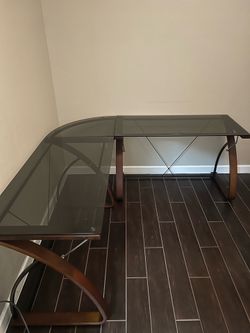 Office desk glass/wood