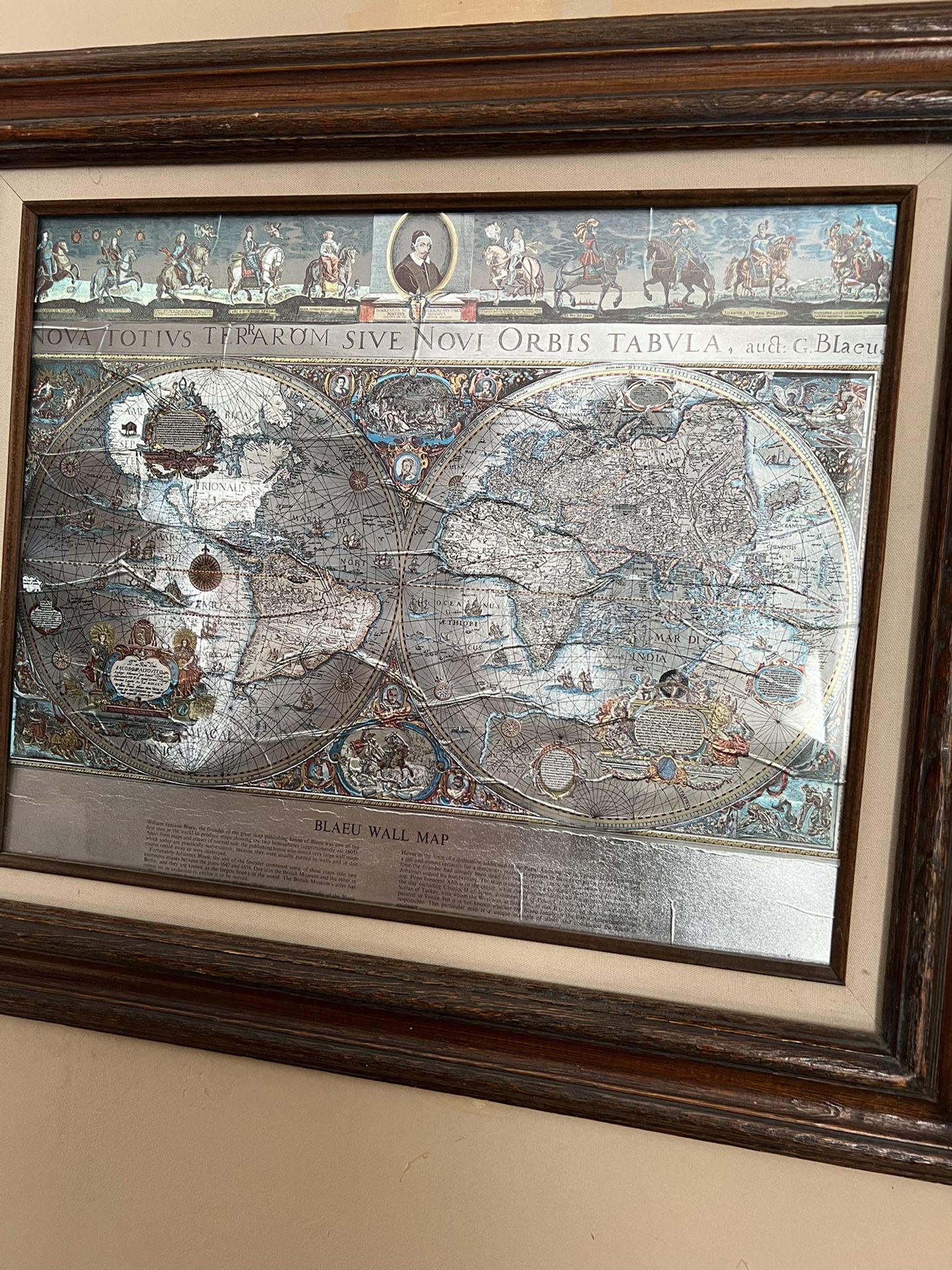 Vintage Frame Blaeu Wall Map Foil
