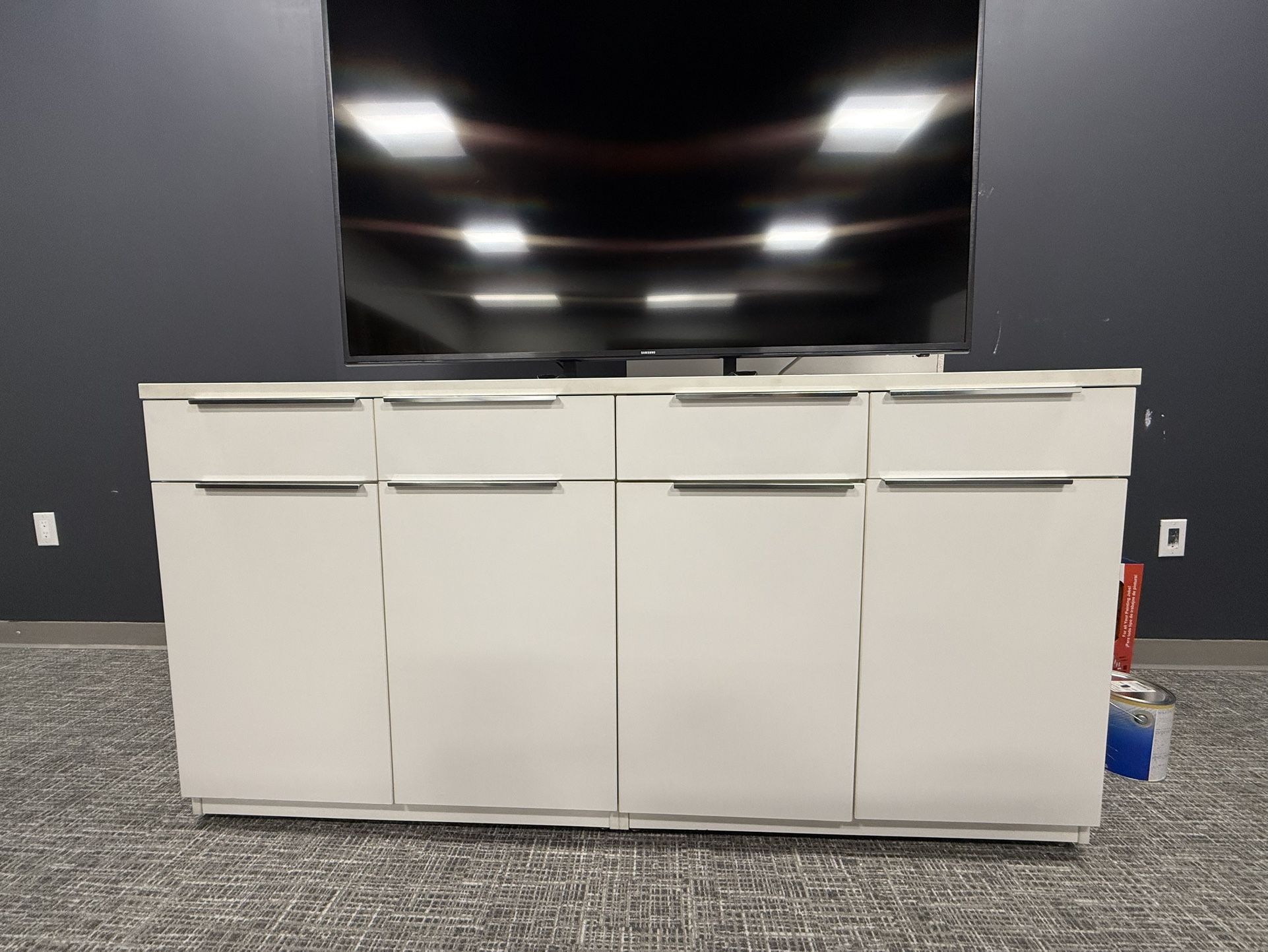 Designer Storage Credenza - Drawers & Cabinet, White