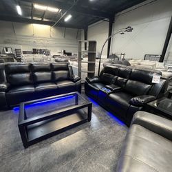 2pc Lit Up Power Reclining Sofa & Love Seat 