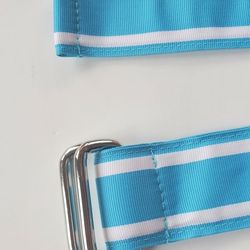 
Lands' End women's multicolored ribbon cloth belt size M D ring Blue cyan  37"


New without tags