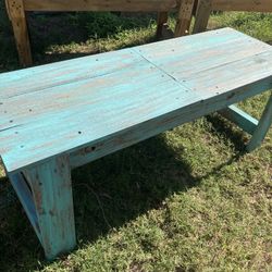 Wooden Turquoise Bench ( Just Built)