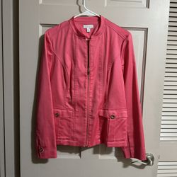 Women's Charter Club Pink Zip Up Jacket Size 10