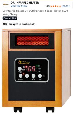 Dr Infrared Heater DR-968 Portable Space Heater, 1500-Watt, Cherry