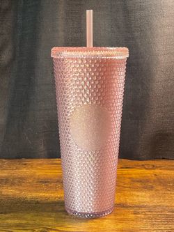 Starbucks Pink Gold Glitter Studded Cold Cup 24oz China Release NEW