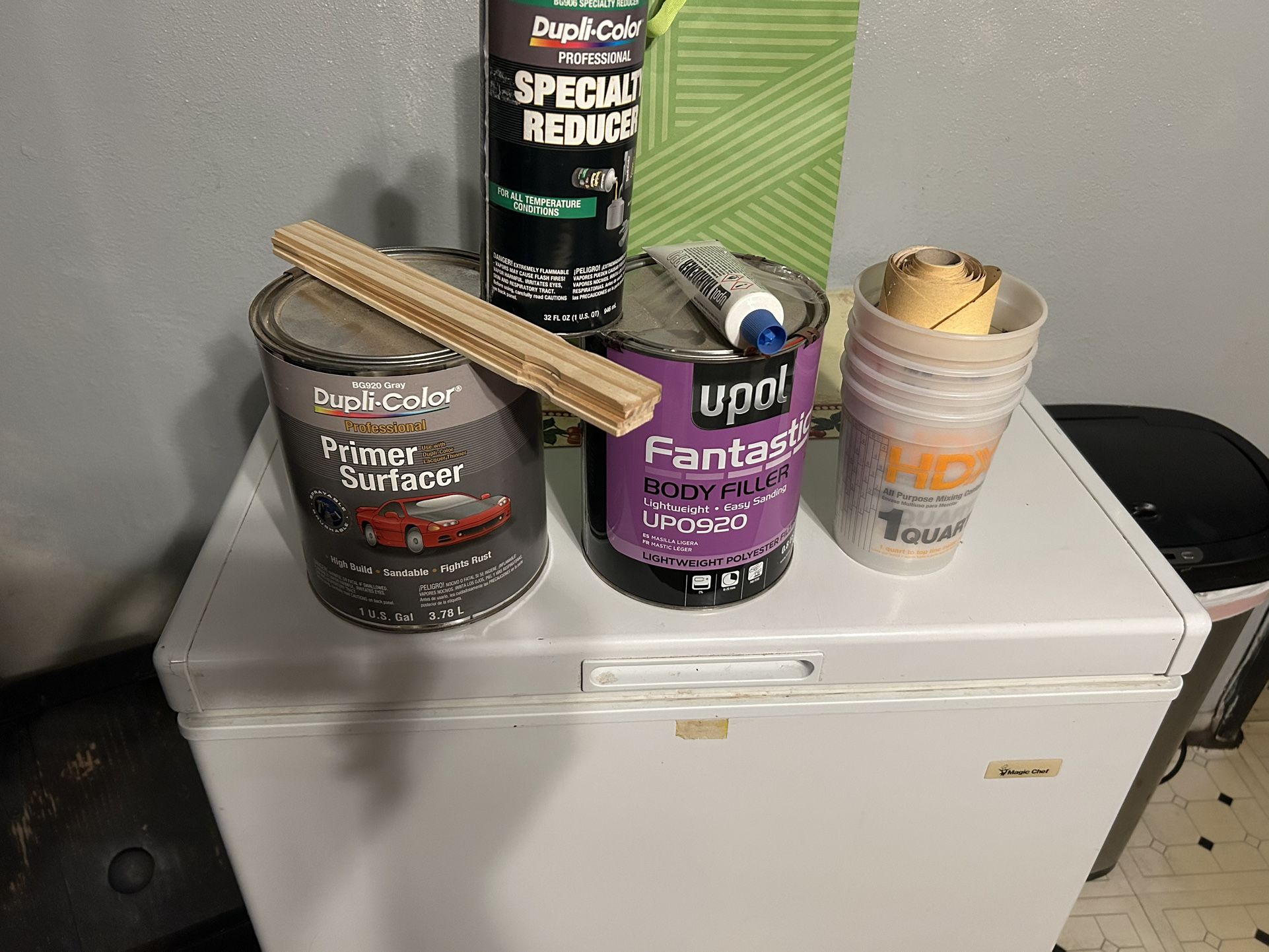 Primer Paint And Brand New Bondo And Reducer