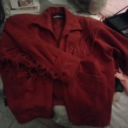 Vintage Red Fring Suede Jacket Med Great Condition.. 