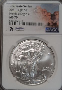 Lot of Silver Eagles graded MS70