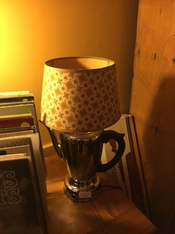 Repurposed coffee pot lamp