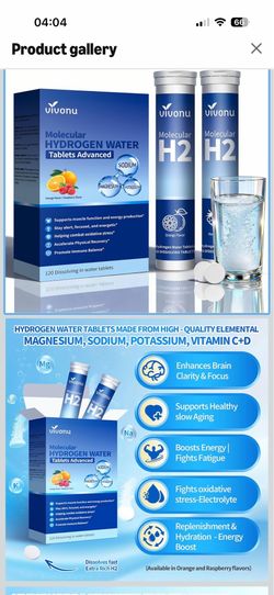 Magnesium Hydrogen Water Tablets, Tablets for Drinking Water - H2 Molecular Tabs | Magnesium* Pills, Electrolytes Hydration Supplement to Support Heal