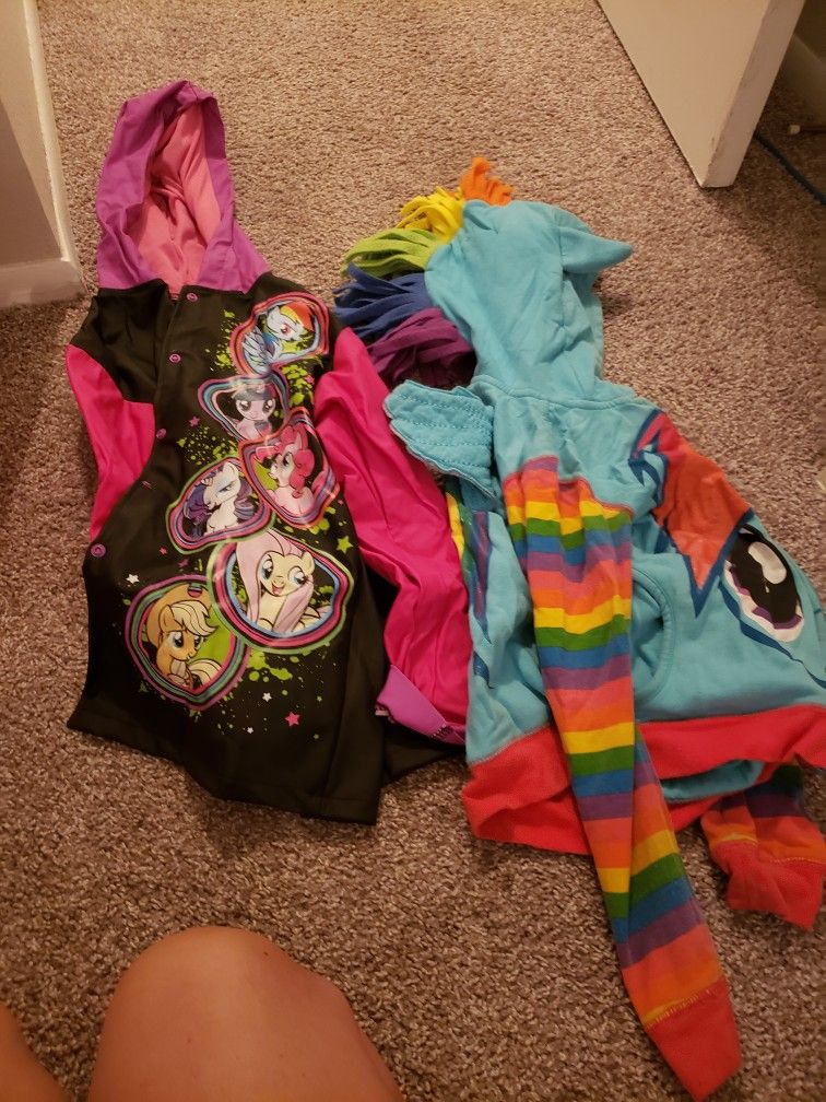 Brand New My Little Pony Rain Jacket, Softly Used Rainbow Dash Hoodie, Pluses Free Book