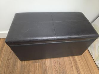 Black Faux Leather Storage Ottoman